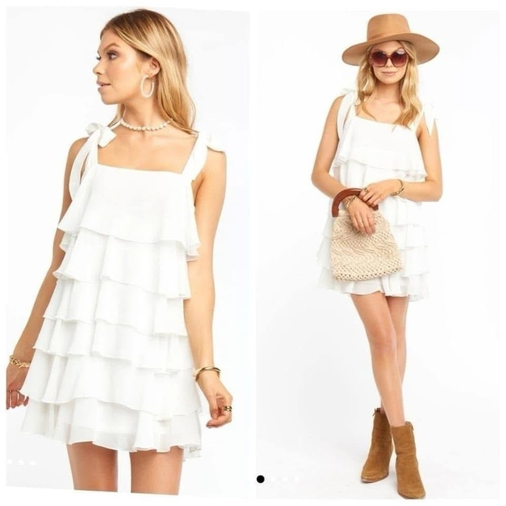 Show Me Your MuMu Rowen White Ruffle Dress Size XS